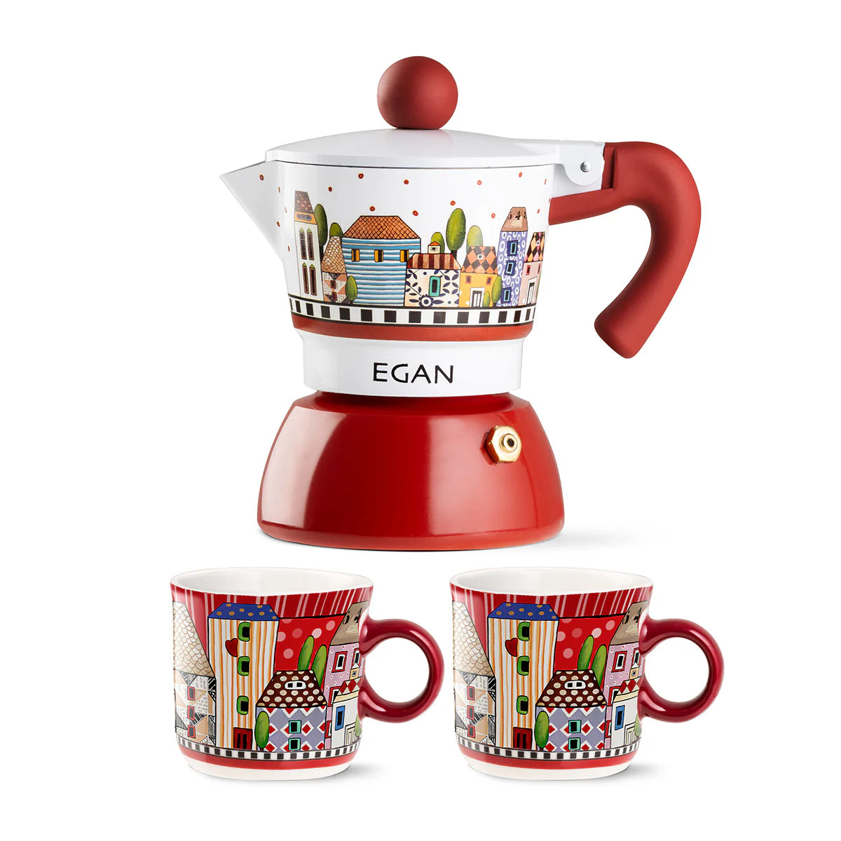 Set Moka 2 Cps + 2 Minimug Paese Mio Rosso