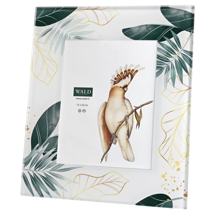 Portafoto in vetro doppio decoro jungle - lista nozze