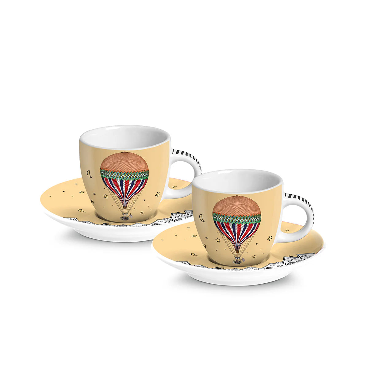 Set 2 Tazze Caffè C/Piattino Giramondo Giallo Ml 80