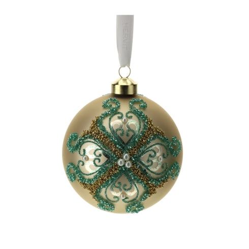 SFERA ORO IN VETRO SOFFIATO CON DECORO CROCE GRANDE
