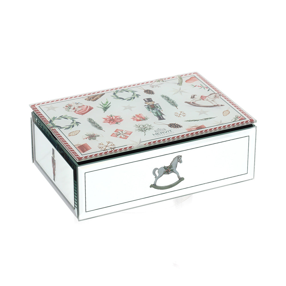 COFANETTO LEGNO/VETRO/SPECCHIO 15X10X5CM CHRISTMAS