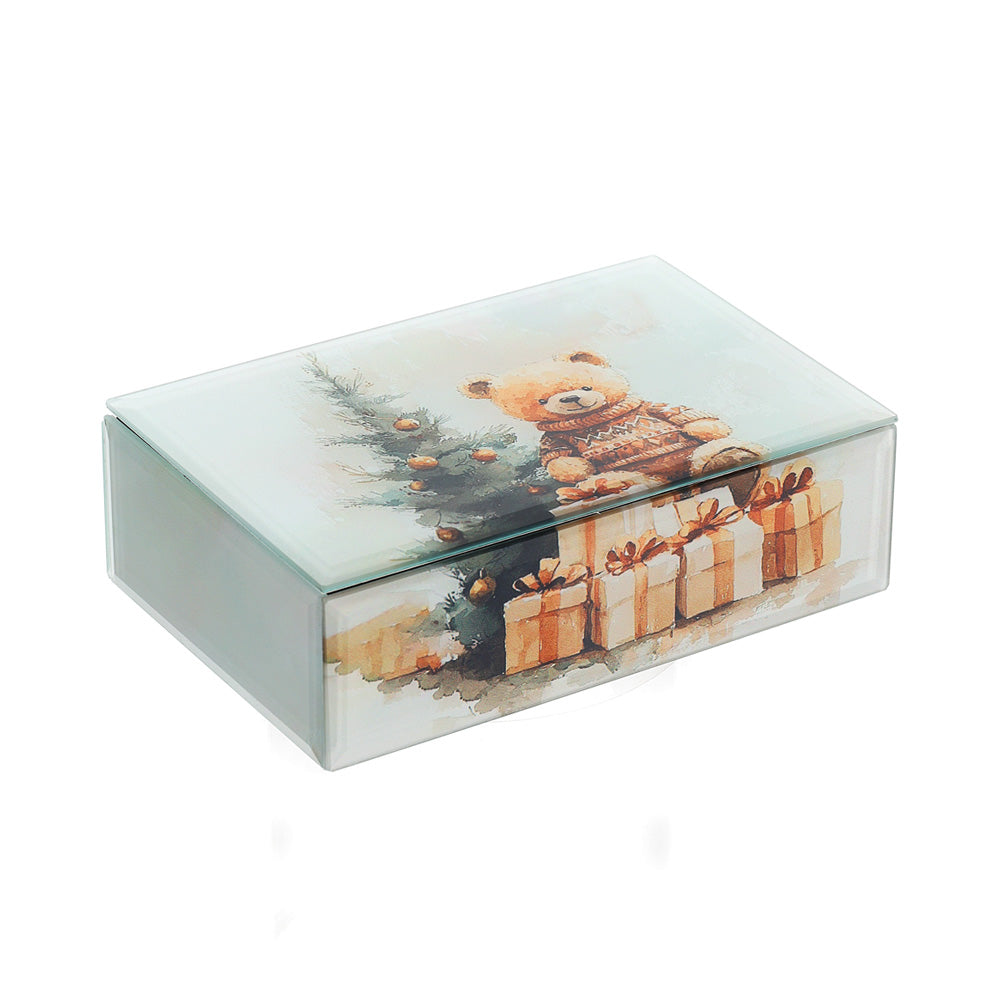 COFANETTO LEGNO/VETRO/SPECCHIO 15X10X5CM C/ORSETTO