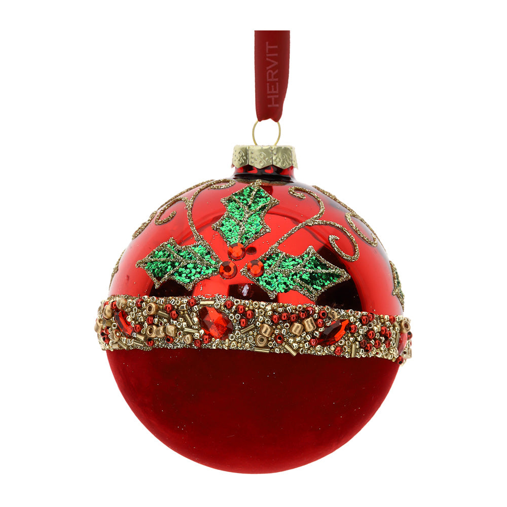 SFERA VETRO SOFF.DEC.HALF DIA.8CM ROSSA