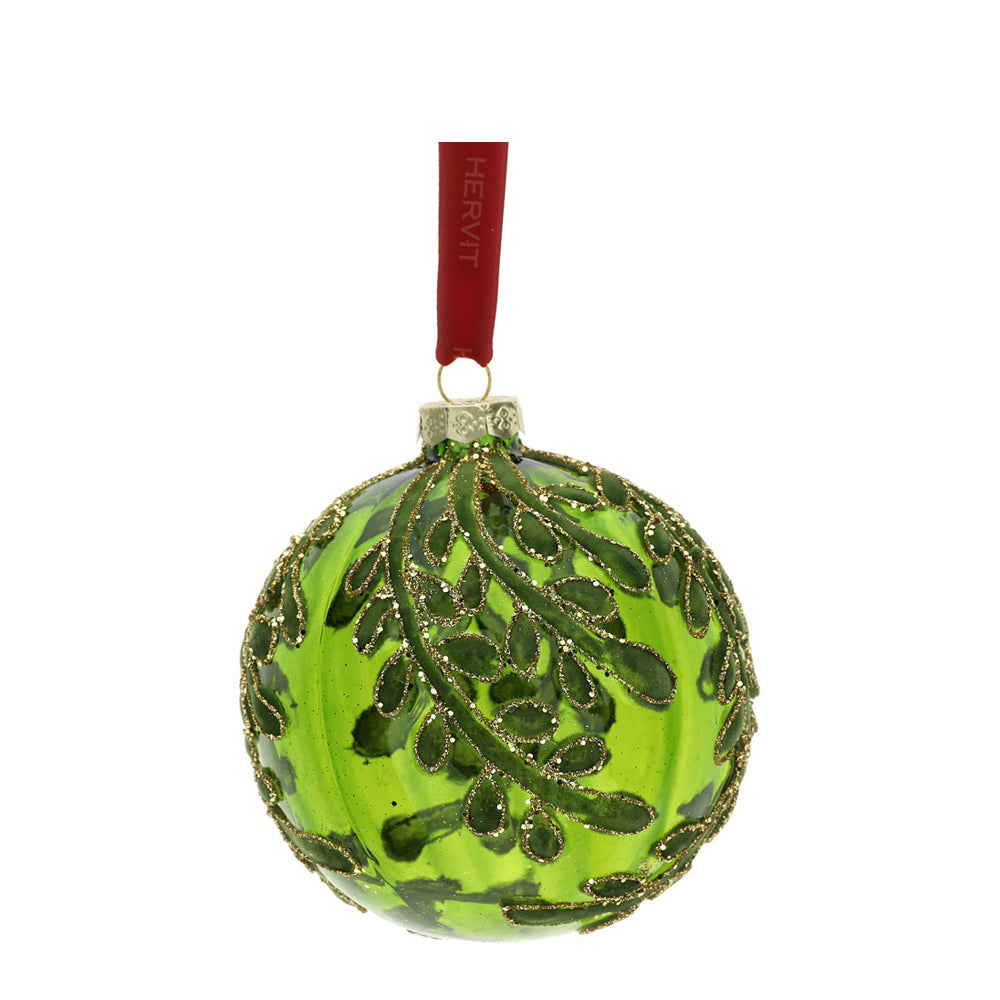 SFERA VETRO SOFF.DEC.FOGLIE DIA.8CM