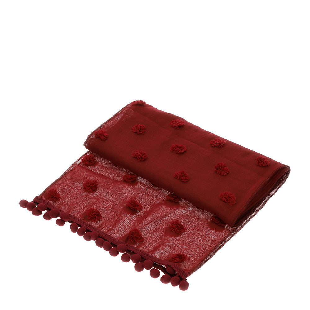 RUNNER BORDEAUX POMPON