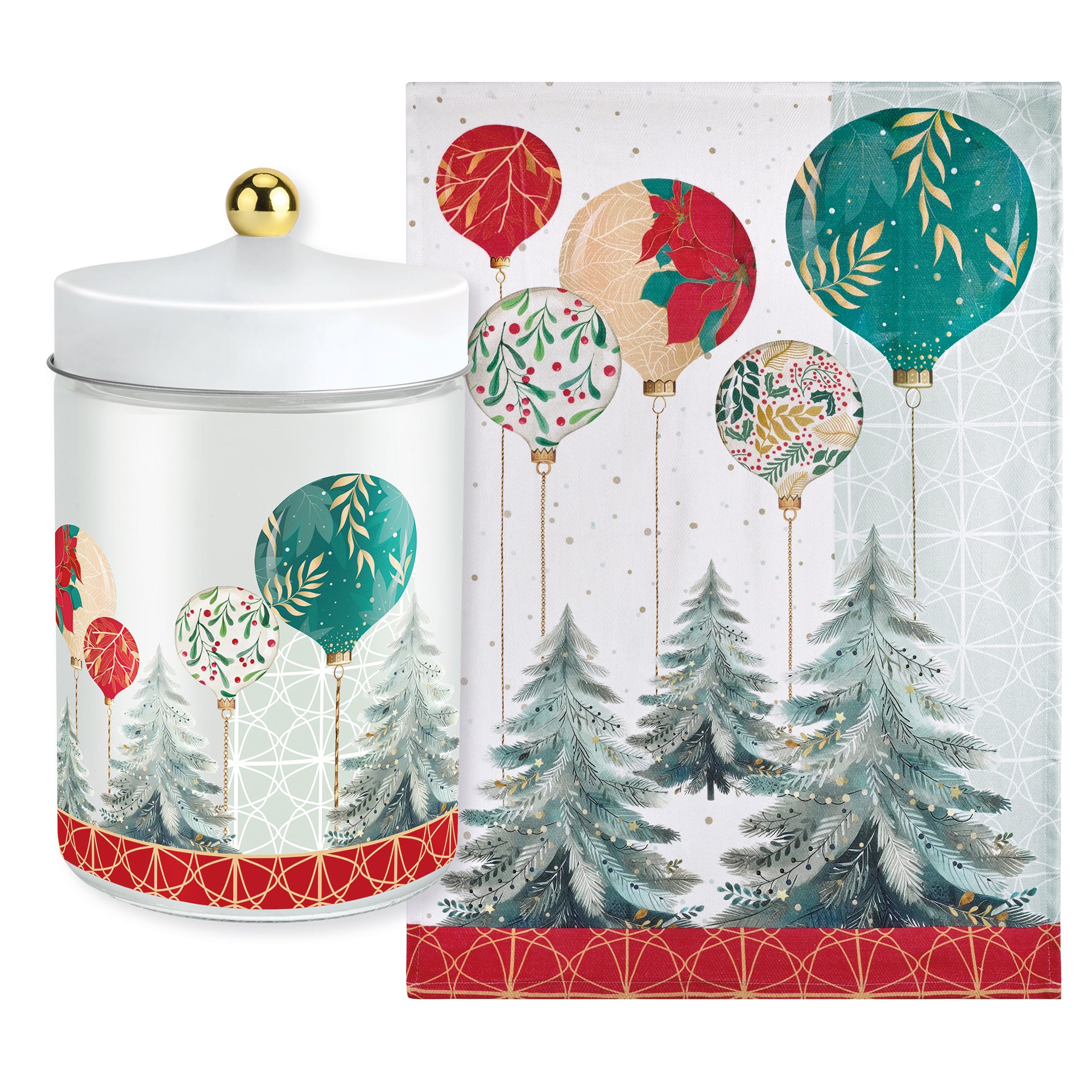 BISCOTTIERA IN VETRO SATINATO + STROFINACCIO “ALBERI”