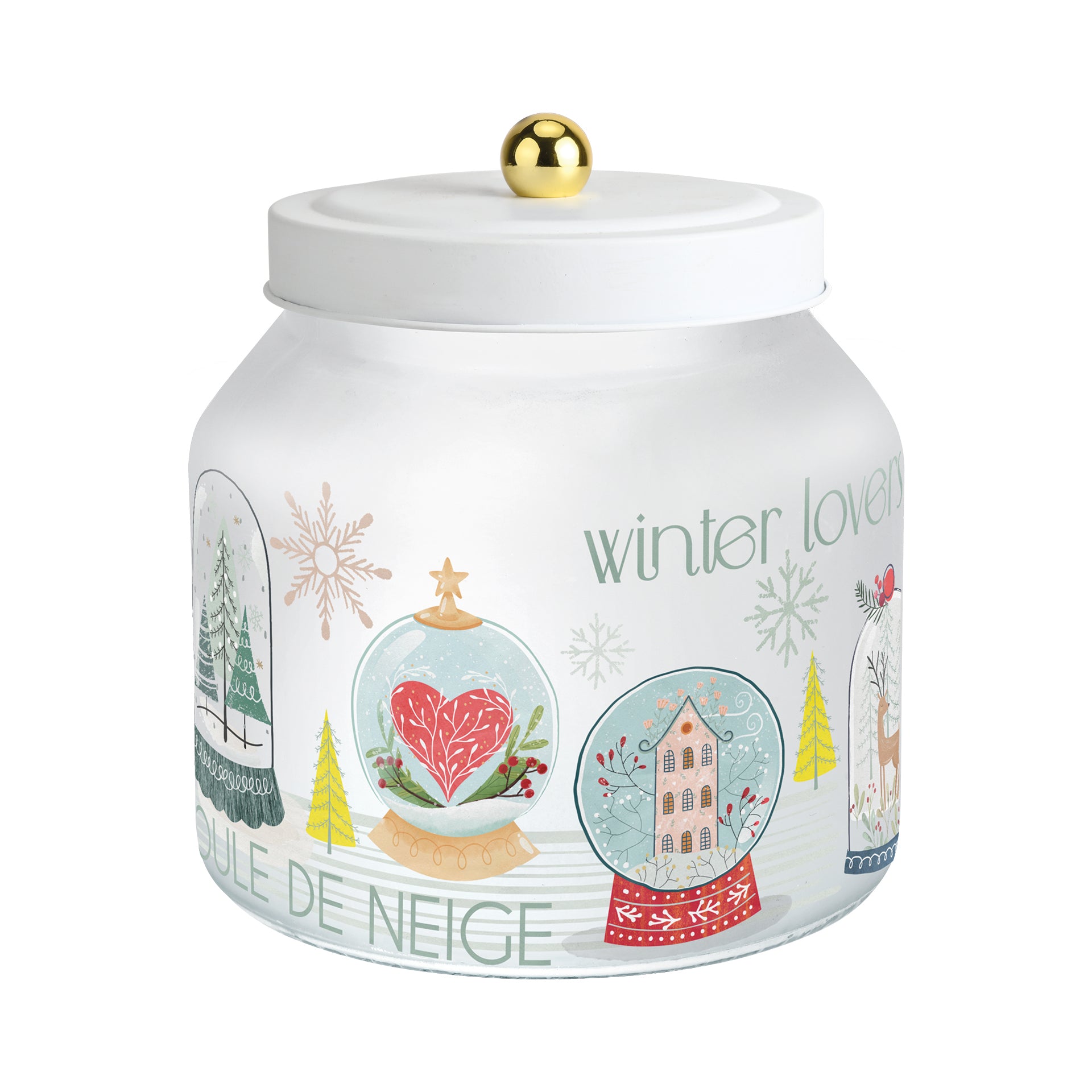 BISCOTTIERA IN VETRO SATINATO "BOULE DE NEIGE"