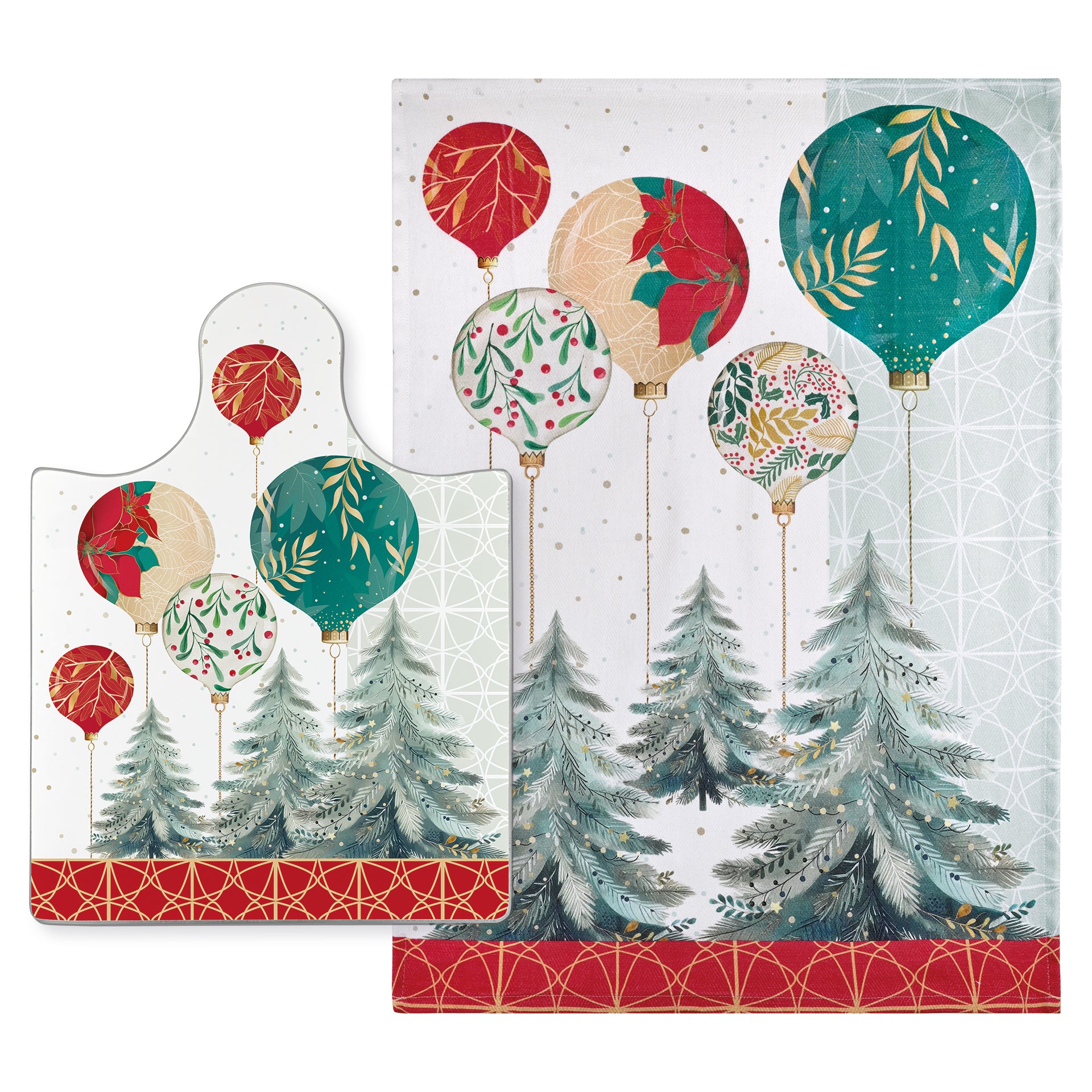 TAGLIERE IN VETRO TEMPERATO E STROFINACCIO “ALBERI”