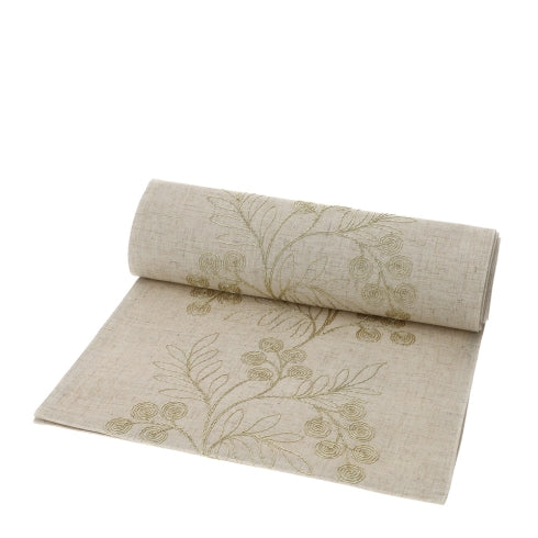 RUNNER ECRU' FLOREALE CON DECORI IN RILIEVO ORO