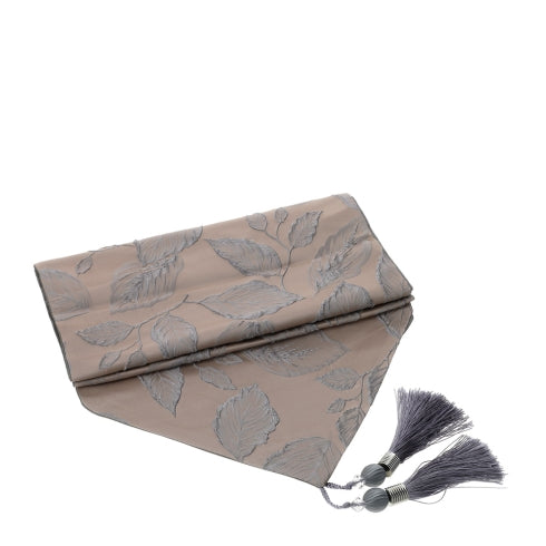 Runner Jacquard Foliage Rosa/Argento