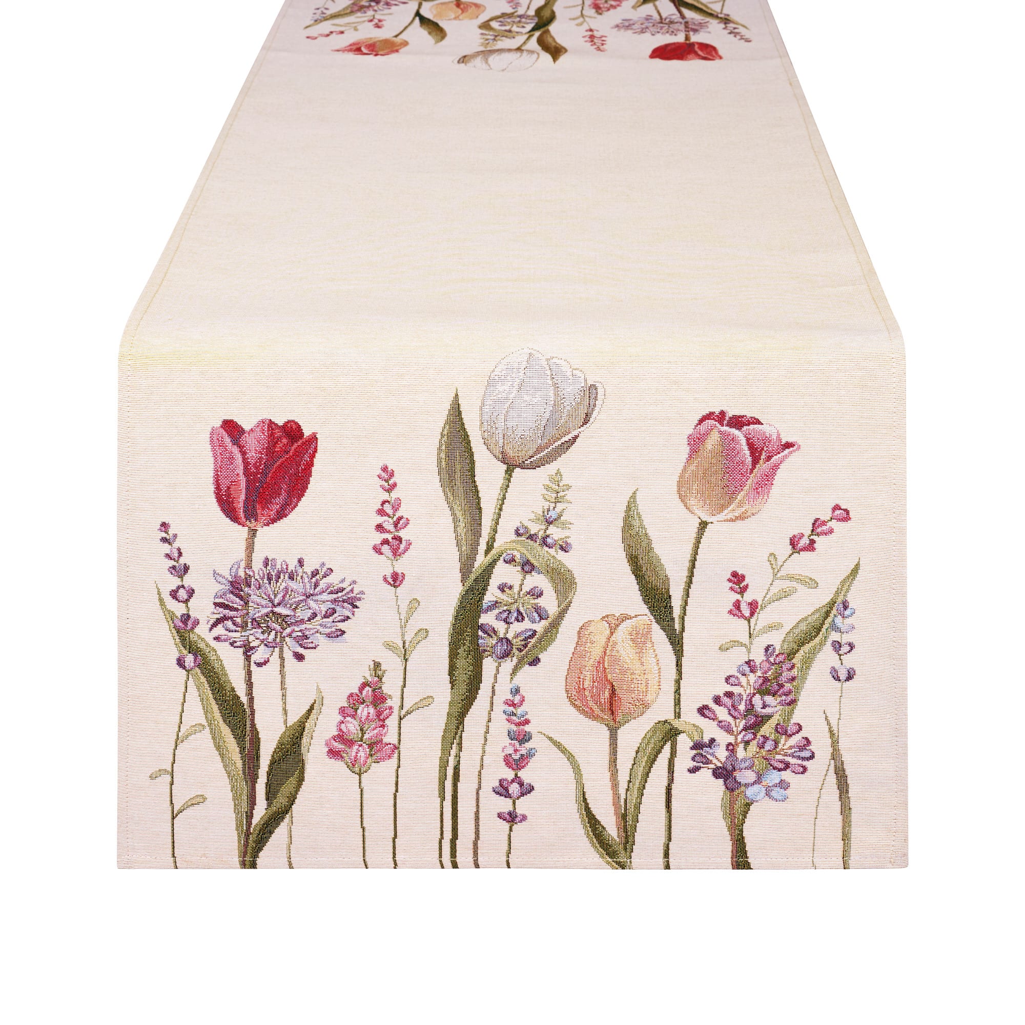Runner con tulipani in jacquard