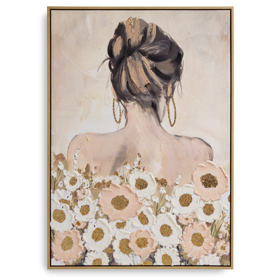 Quadro donna con fiori - lista nozze