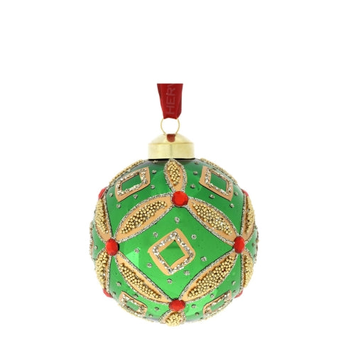 SFERA VETRO SOFFIATO E DECORO ROMBO VERDE GRANDE