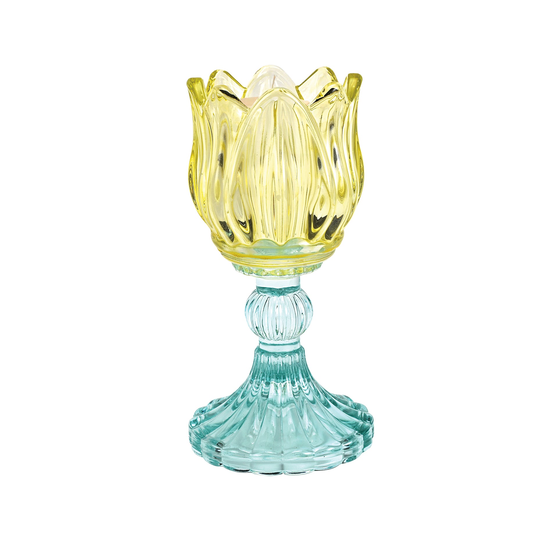 CANDELIERE VETRO  CON SFERA DI CERA profumo Vaniglia