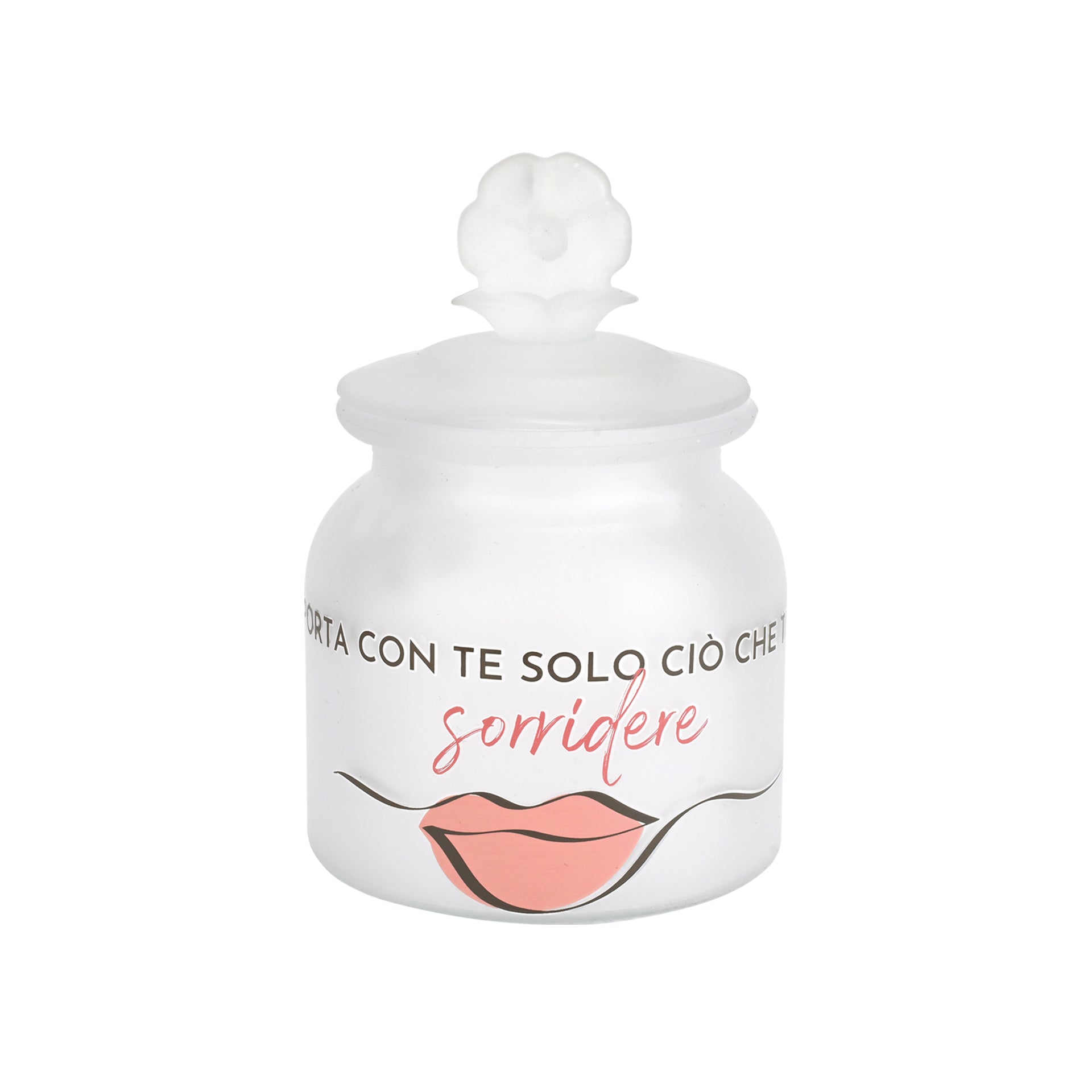 BARATTOLO IN VETRO SATINATO "SORRIDERE"