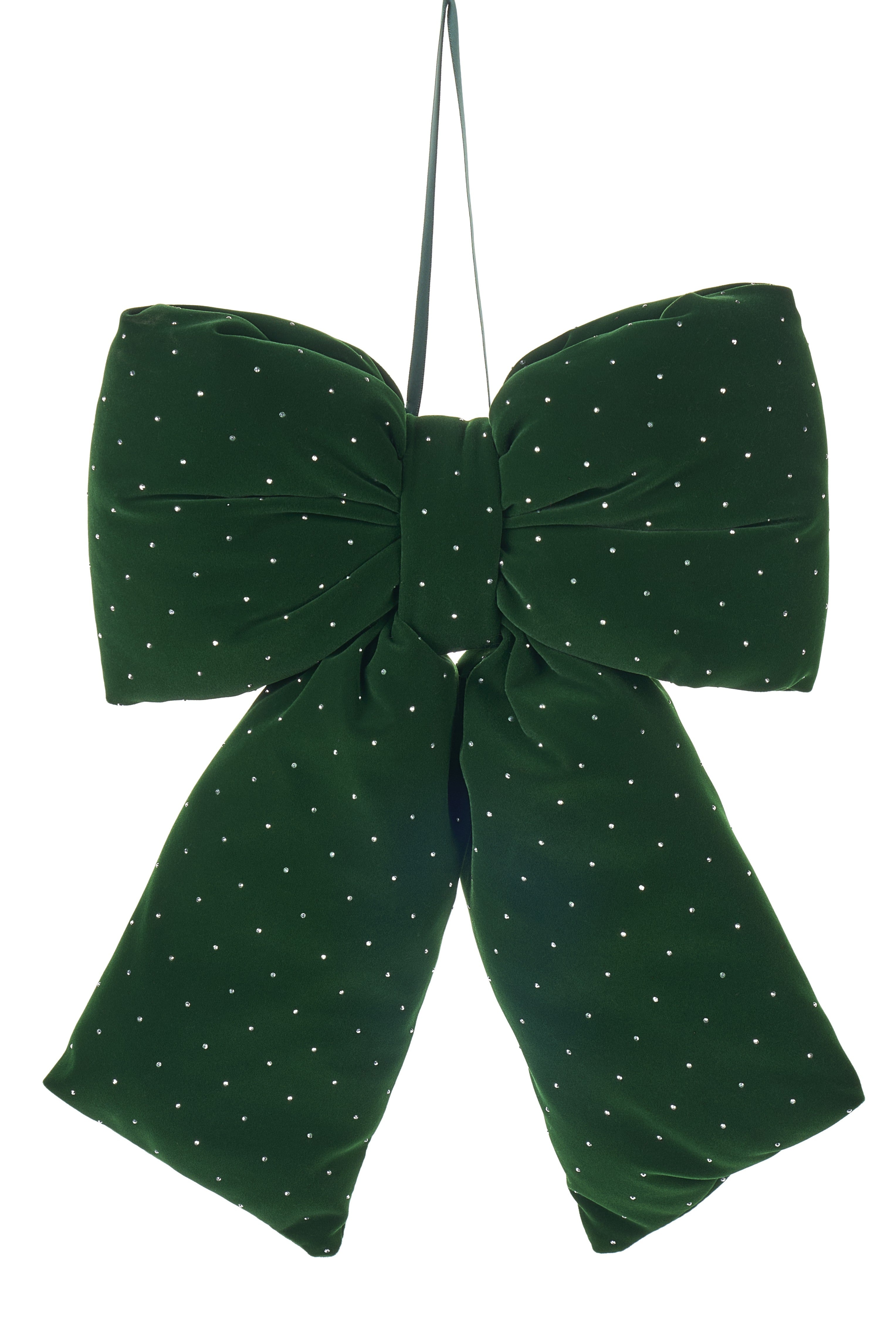 FIOCCO VERDE IN VELLUTO CON GLITTER