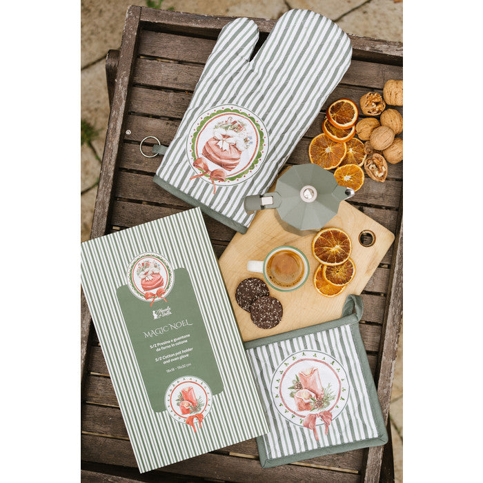 Presina e guantone in cotone con scatola regalo – Magic Noel