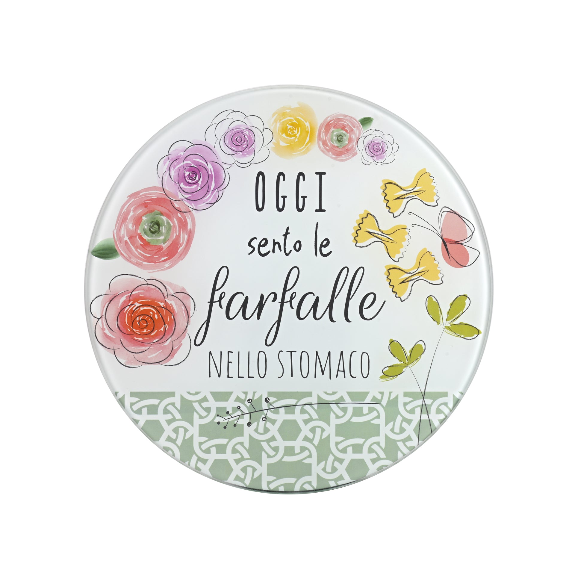 SOTTOPENTOLA O TAGLIERE IN VETRO TEMPERATO  "FARFALLE"