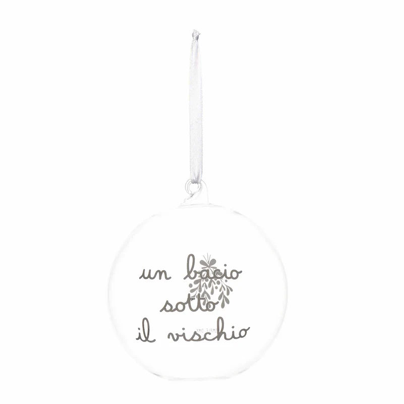 Pallina Un bacio sotto al vischio - 15 cm