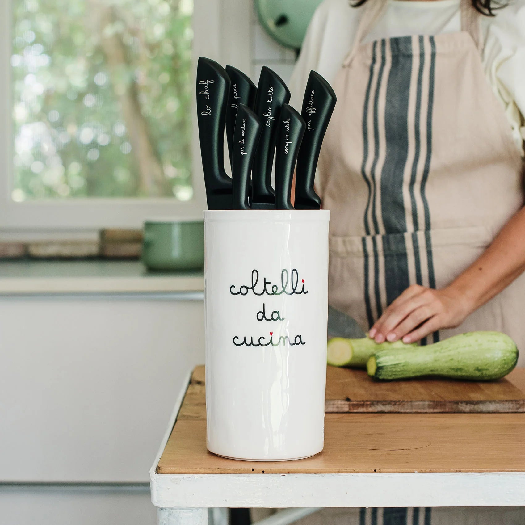 Portacoltelli in grès Coltelli da cucina - lista nozze