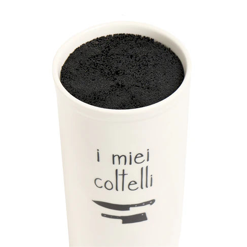PORTACOLTELLI IN GRES "I MIEI COLTELLI" CON SET DI 6 COLTELLI "FUNZIONE"