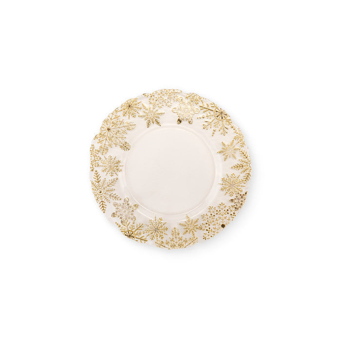 Sottopiatto in vetro con bordo con fiocchi di neve in oro – Silent Gold