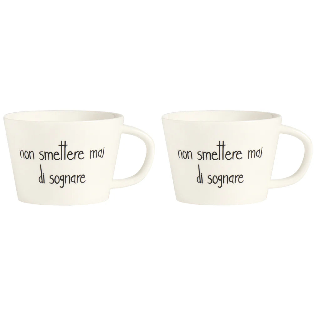Set 2 Tazze Colazione Non smettere mai di sognare