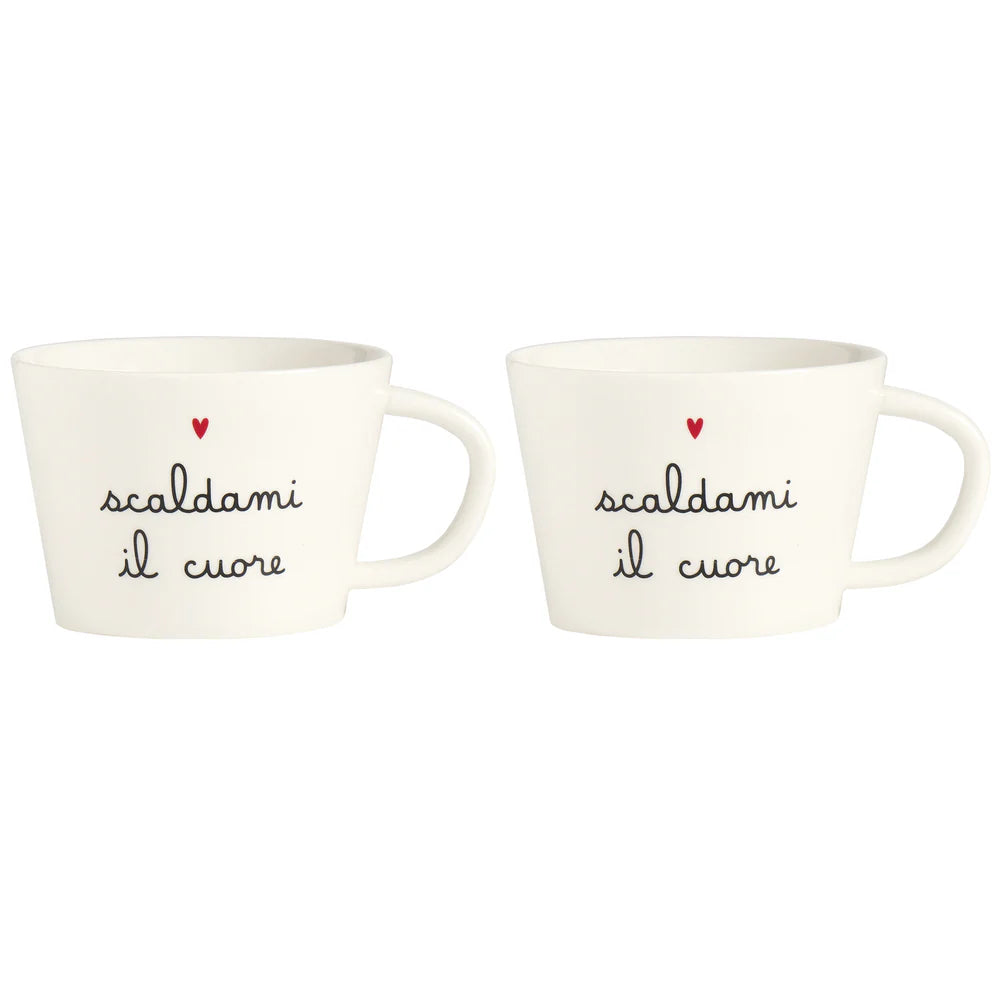 Set 2 Tazze Colazione Scaldami il cuore