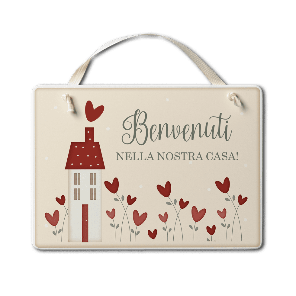 Targa con nastrino Cuori Danzanti – Benvenuti a casa