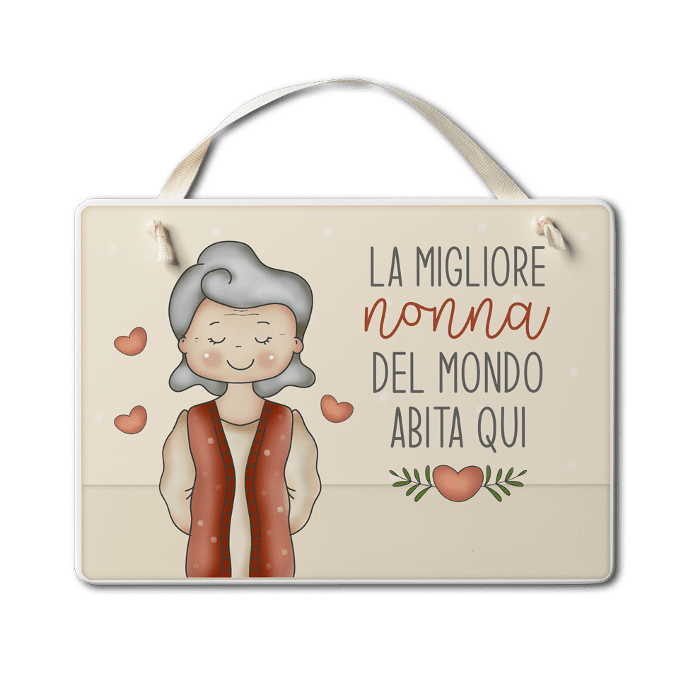Simpatiche figure - Targa con nastrino Nonna migliore