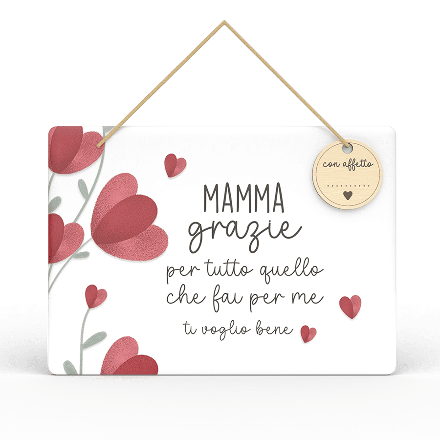 Mamma mia - Targa con tag Grazie
