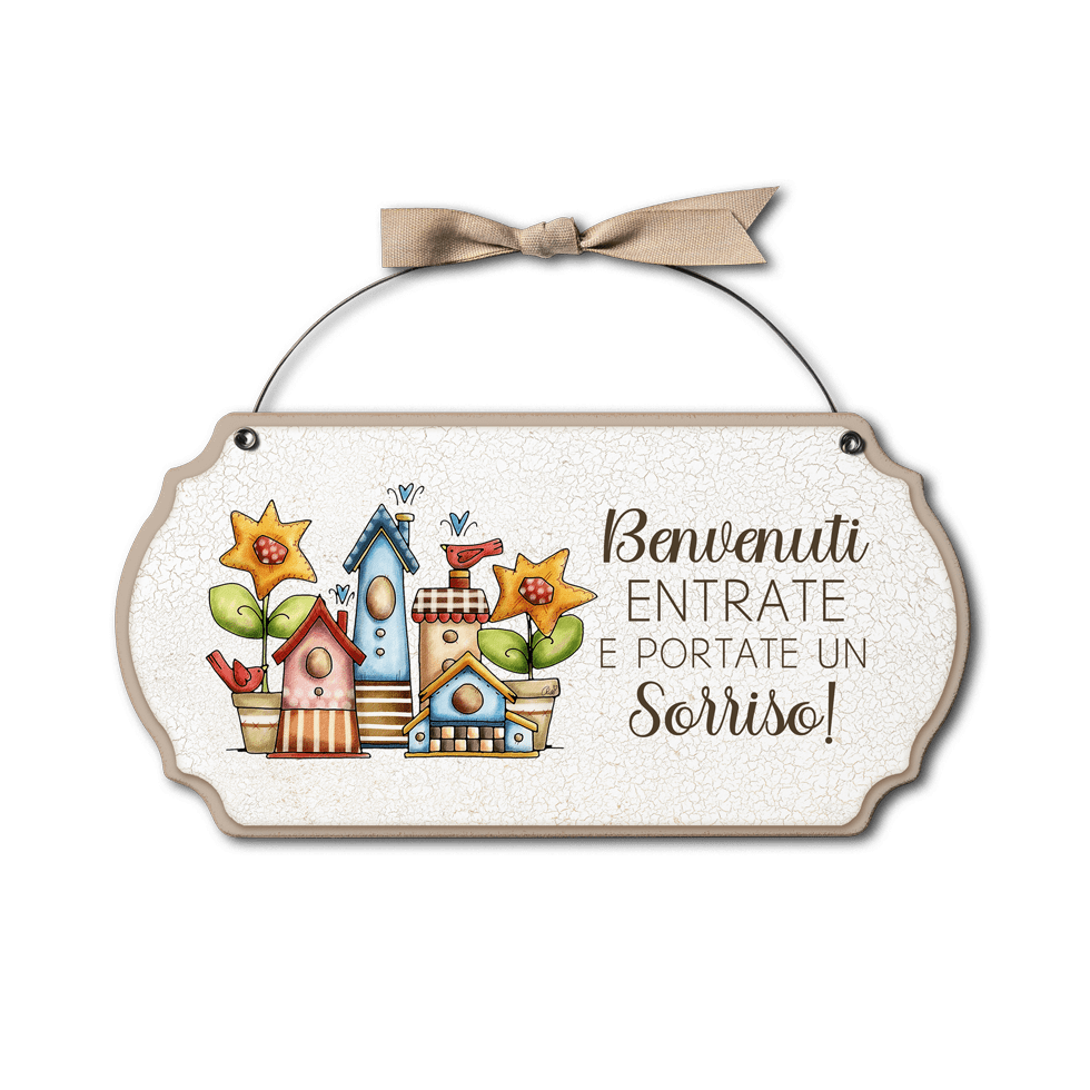 Targa con ferretto Aria Country – Benvenuti sorriso