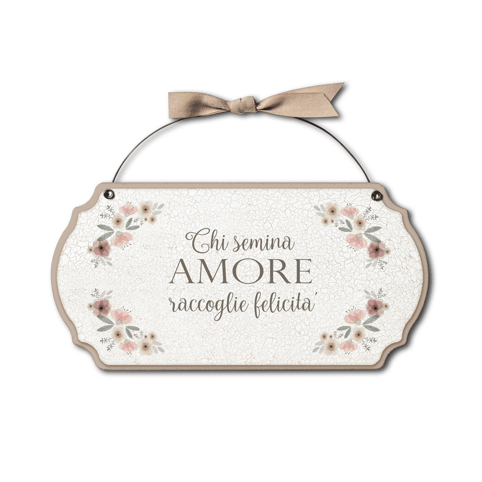 Targa con ferretto Fiori Eleganti – Amore felicità