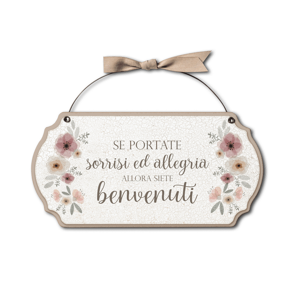 Targa con ferretto Fiori Eleganti – Benvenuti allegria