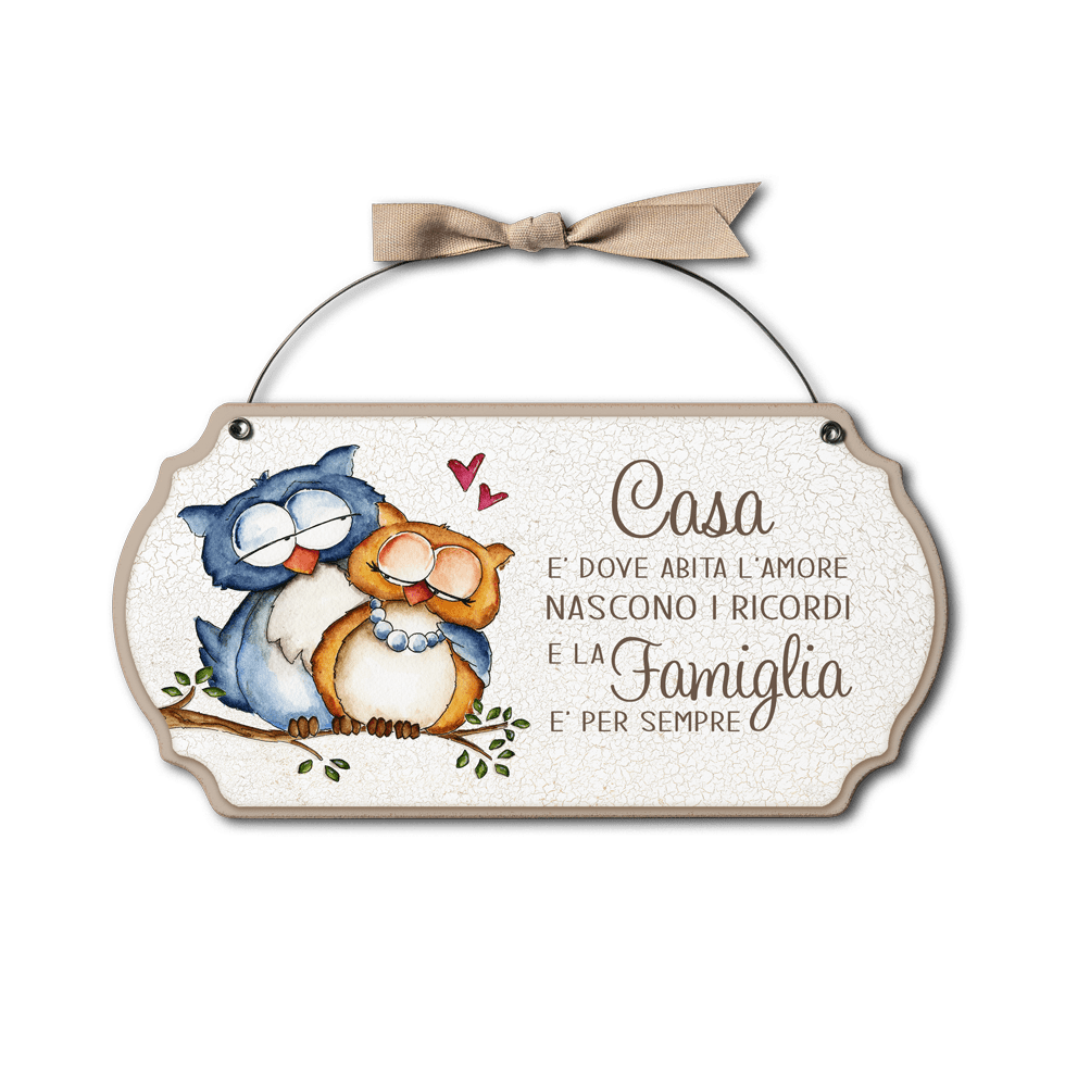 Targa con ferretto Allegri Gufetti – Casa e famiglia