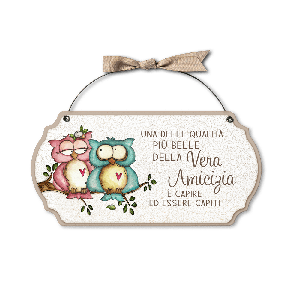 Targa con ferretto Allegri Gufetti – Vera amicizia