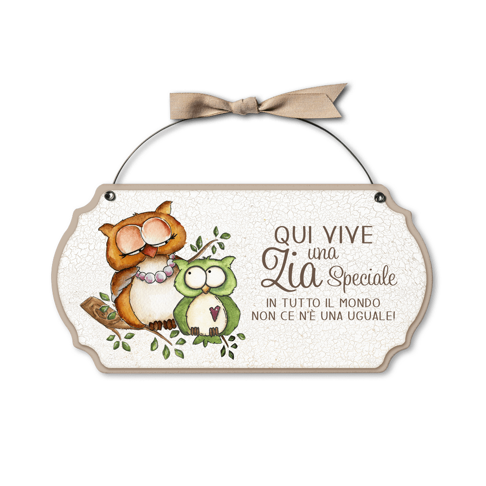 Targa con ferretto Allegri Gufetti – Zia speciale