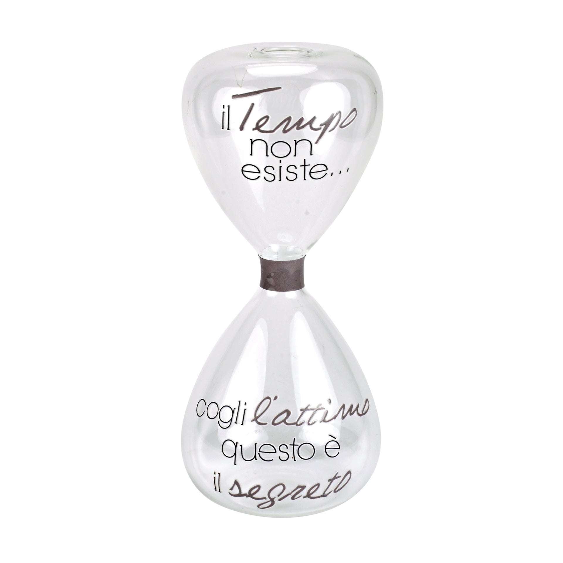 CONTENITORE PER PROFUMO AMBIENTE O VASO CLESSIDRA "COGLI L'ATTIMO"  IN VETRO BOROSILICATO