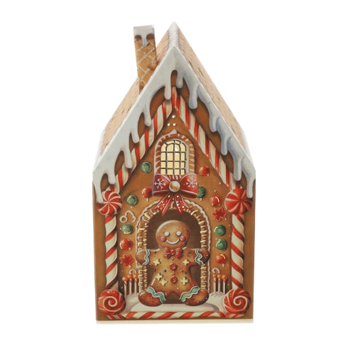 LAMPADA LED CASETTA IN CARTA GINGERBREAD FIOCCO ROSSO
