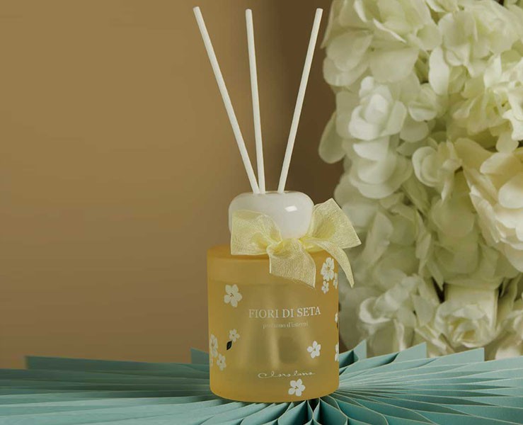 Diffusore giallo con Decoro Fiori 120 ml