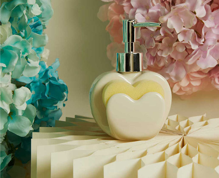 Dispenser Sapone Bianco con Spugna