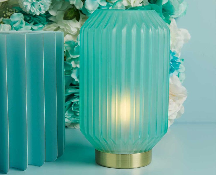 Lampada Grande Plissettata Azzurro