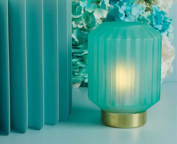 Lampada Piccola Plissettata Azzurro