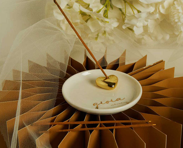 Piattino Porta Incenso gioia con 3 Bastoncini