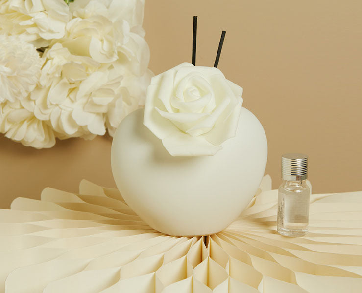 Cuore - Profumatore Bianco Grande con Rosa