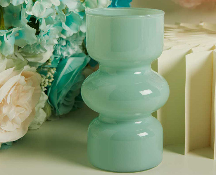 Vaso Tubo Azzurro Vetro Design Elegante