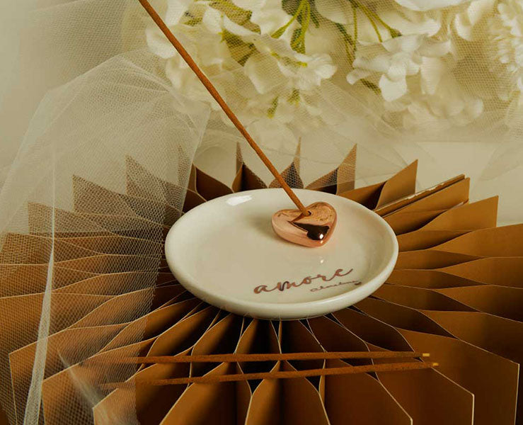 Piattino Porta Incenso Amore con 3 Bastoncini