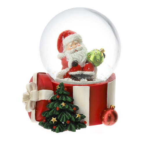 PALLA ACQUA/NEVE IN RESINA CON BABBO NATALE ROSSO GRANDE