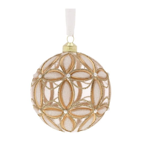 SFERA IN VETRO SOFFIATO DECORATA TRASPARENTE GRANDE