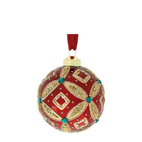 SFERA VETRO SOFFIATO E DECORO ROMBO ROSSA GRANDE
